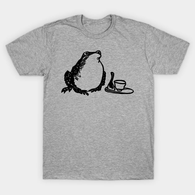 Sake Frog (Black Ink Version) T-Shirt by LaForma